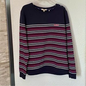 BARBOUR RUMBLE NAVY STRIP OVERLAY CREW NECK SWEATER SIZE 6